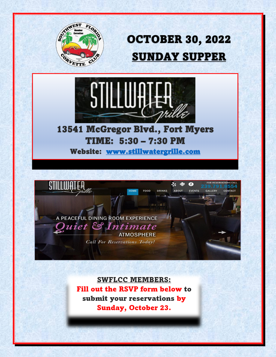 OCT 30 Sunday Supper Stillwater Grille 21