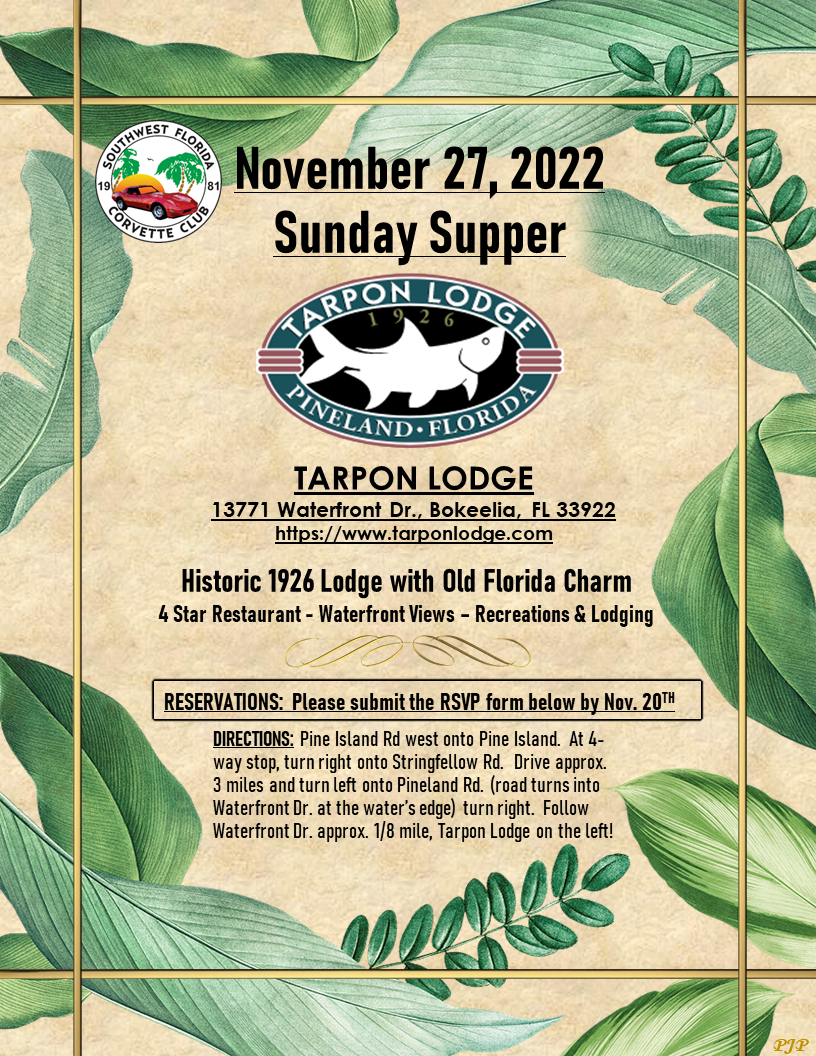 SWFLCC Sunday Supper Tarpon Lodge 11272022